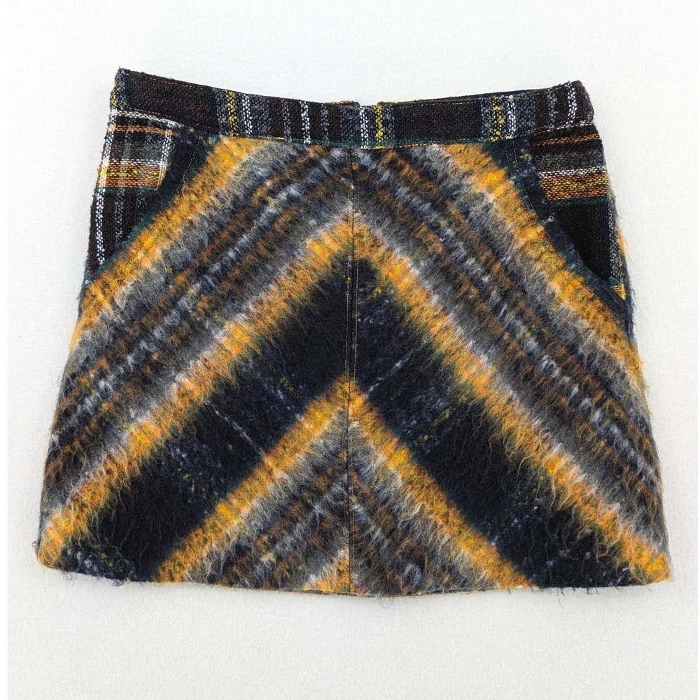 Urban Outfitters Plaid Fuzzy Mini Skirt M Wool Blend Mohair Look Y2K Academia
